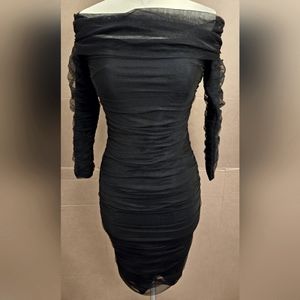 Rosedress Black Ruched Bodycon Midi Dress